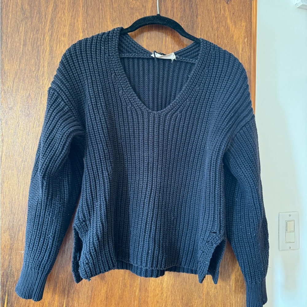 Everlane Navy V-Neck Sweater